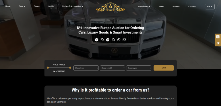 №1 Innovative Europe Auction for Ordering Cars, Luxury Goods & Smart Investments (1euro.auction reviews)